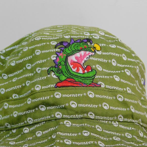 Monster dot com All Over Print Bucket Hat OSFA Green Embroidered Promo - Picture 2 of 8